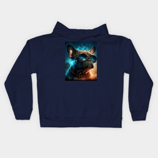 Trucker French Bulldog looking up at the stars Kids Hoodie